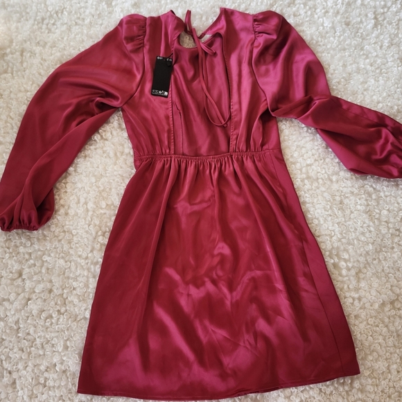 BNWT Vero Moda US M Pink Fushia Long Sleeve Backless Party Mini Dress Coktail - Picture 14 of 16
